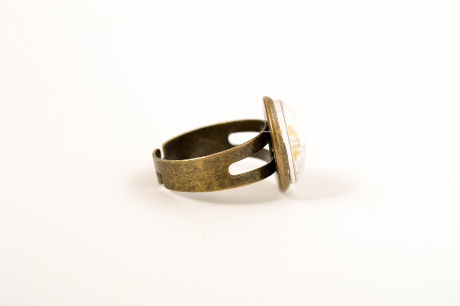 Кольцо ручной работы кольцо из эпоксидной смолы модное кольцо с сухоцветом фото 5