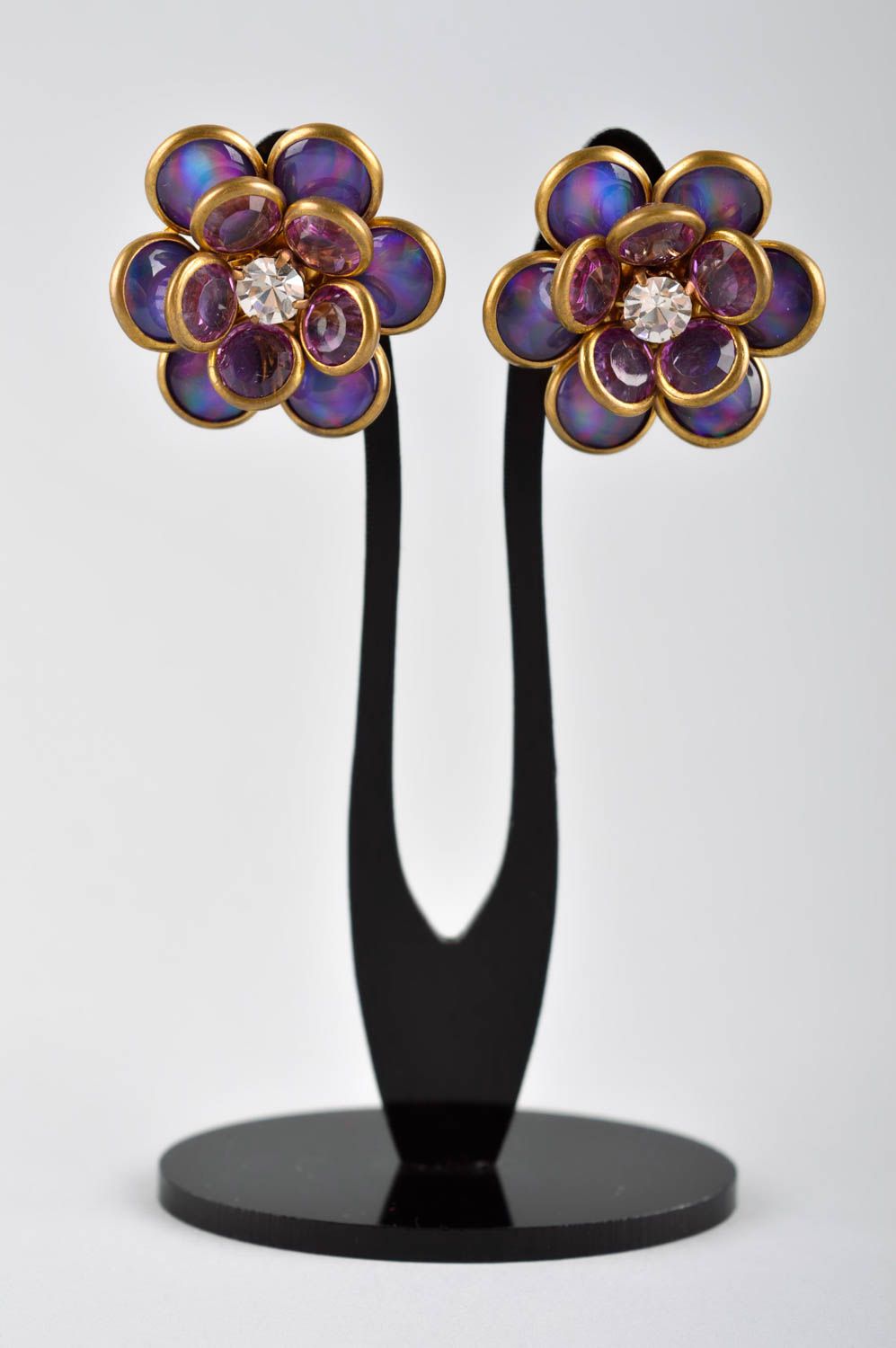 Handmade Blumen Ohrringe schöner Designer Schmuck Accessoire für Frauen stilvoll foto 2
