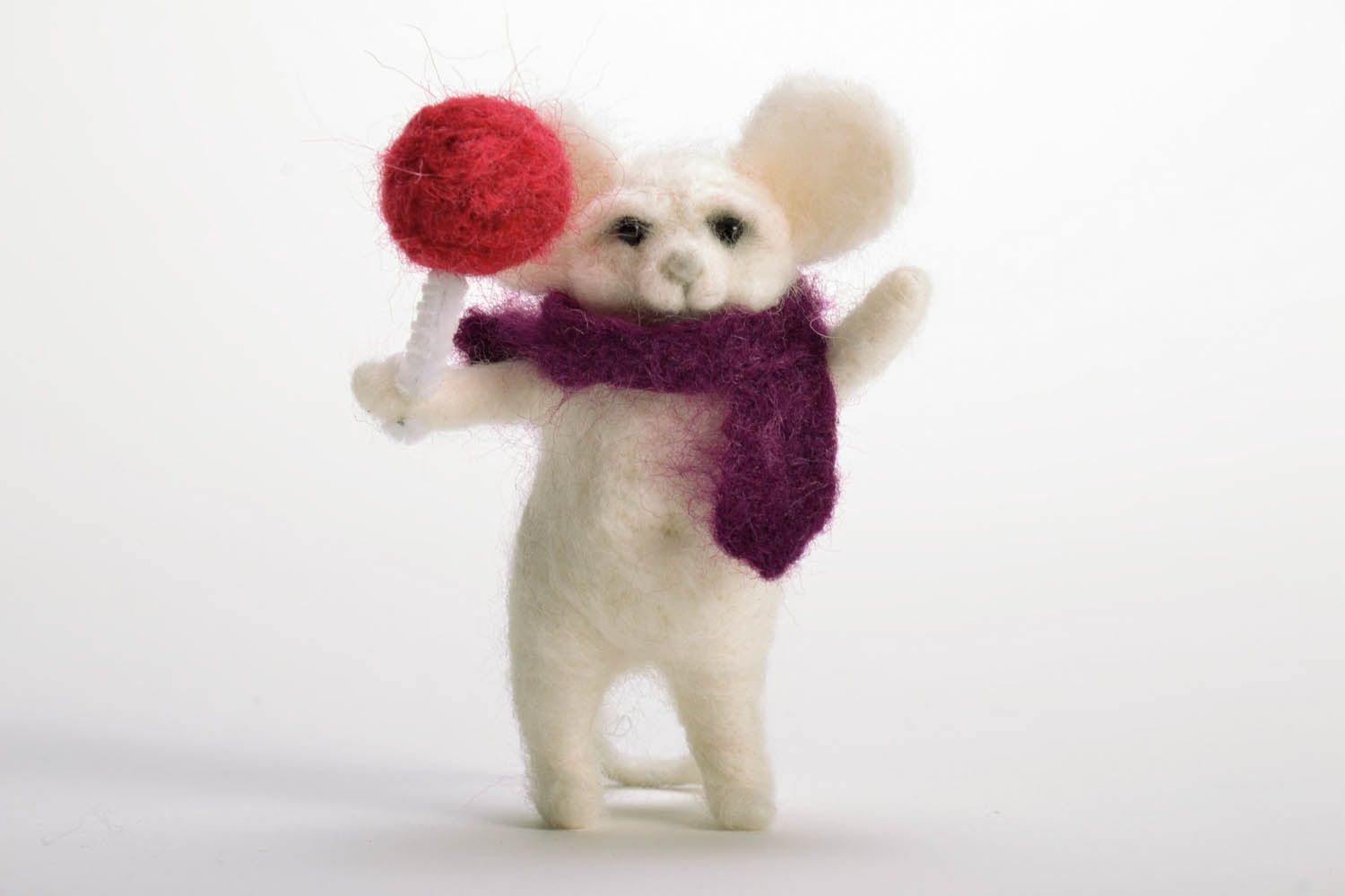 Brinquedo de lã feltrada Rato com doce foto 2