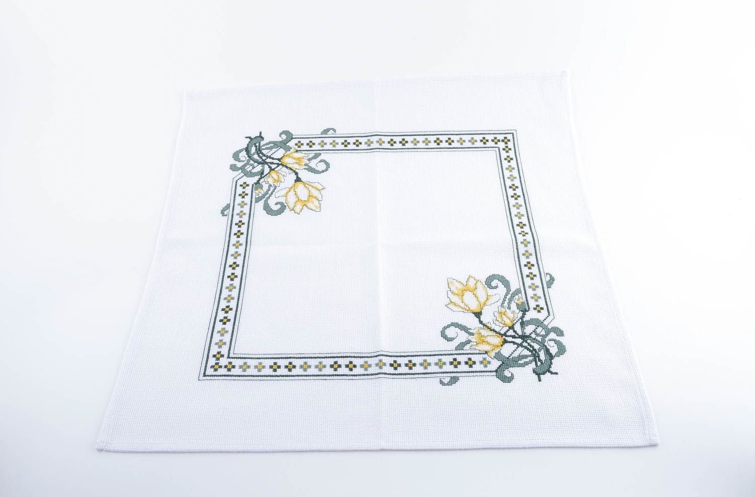 Handmade textile table napkin cross stitch hand embroidery decorative use only photo 3