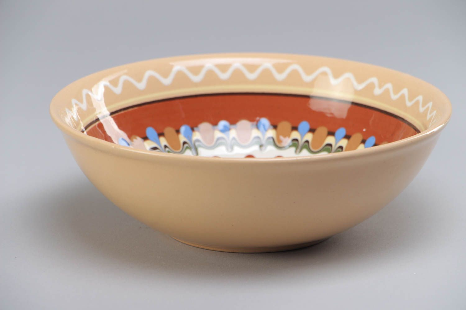 Beautiful handmade designer ceramic bowl painted with color glaze photo 1