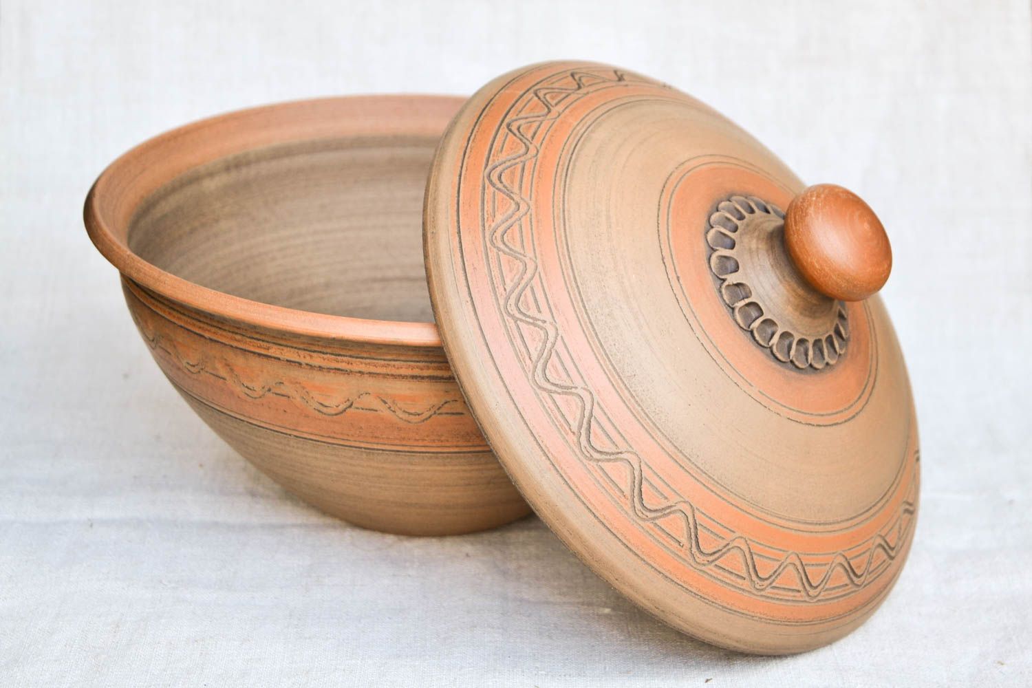 Clay bowl with lid handmade ceramic bowl eco friendly tableware kitchen decor photo 3