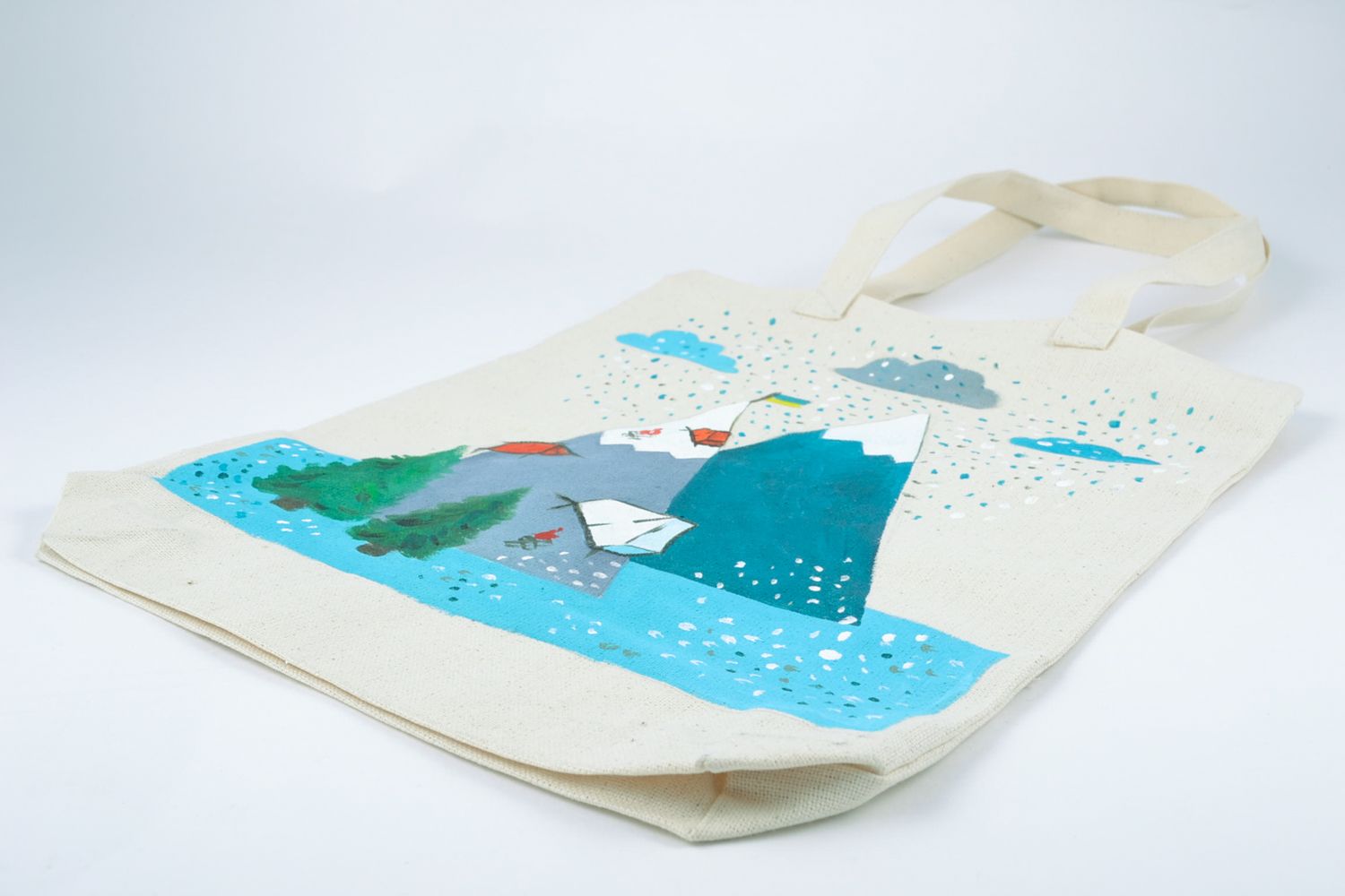 Женская сумка из ткани конопляной расписанная акриловыми красками фото 4