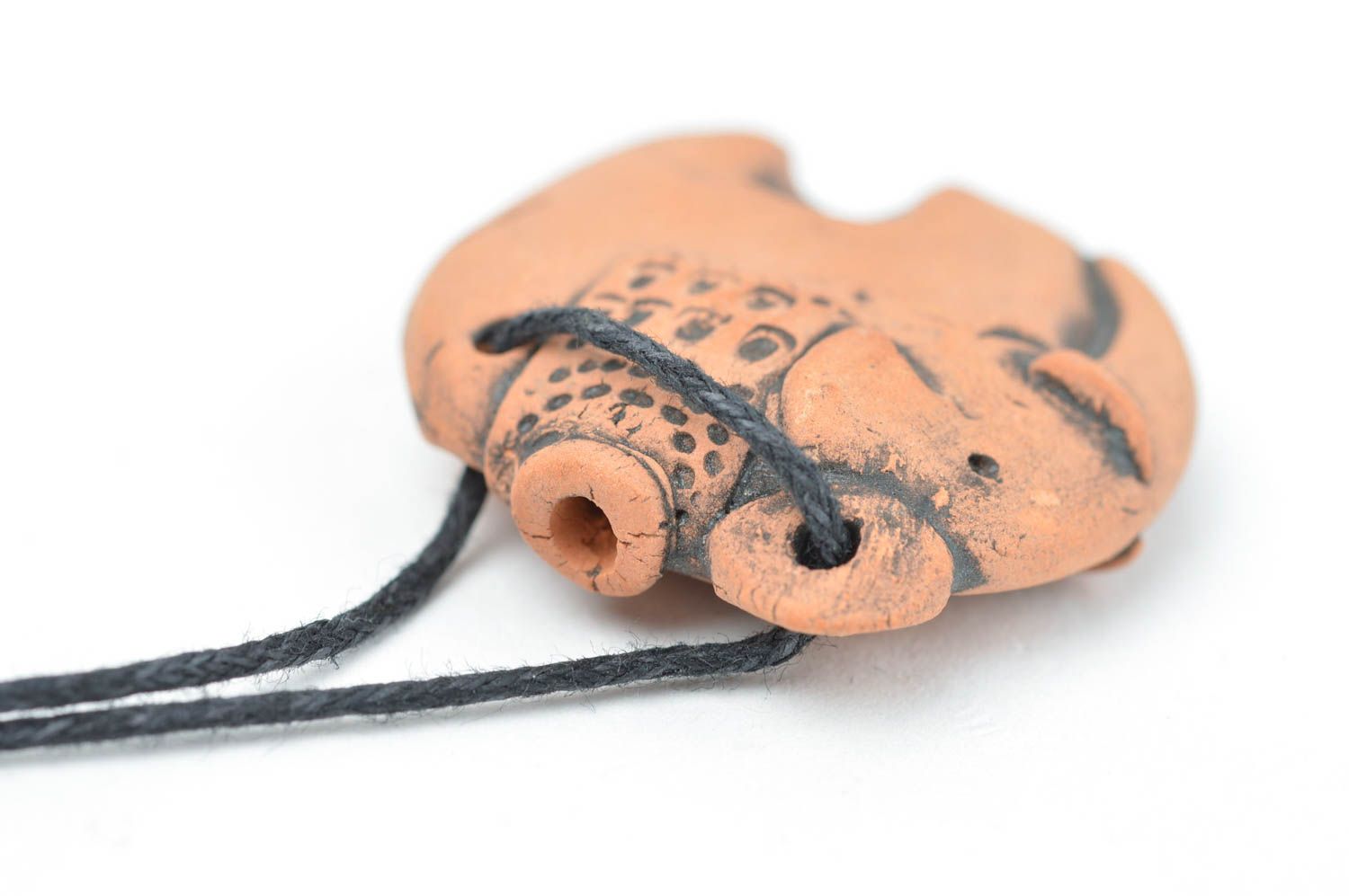 Handmade clay pendant ceramic elephant for essential oils ethnic jewelry photo 4