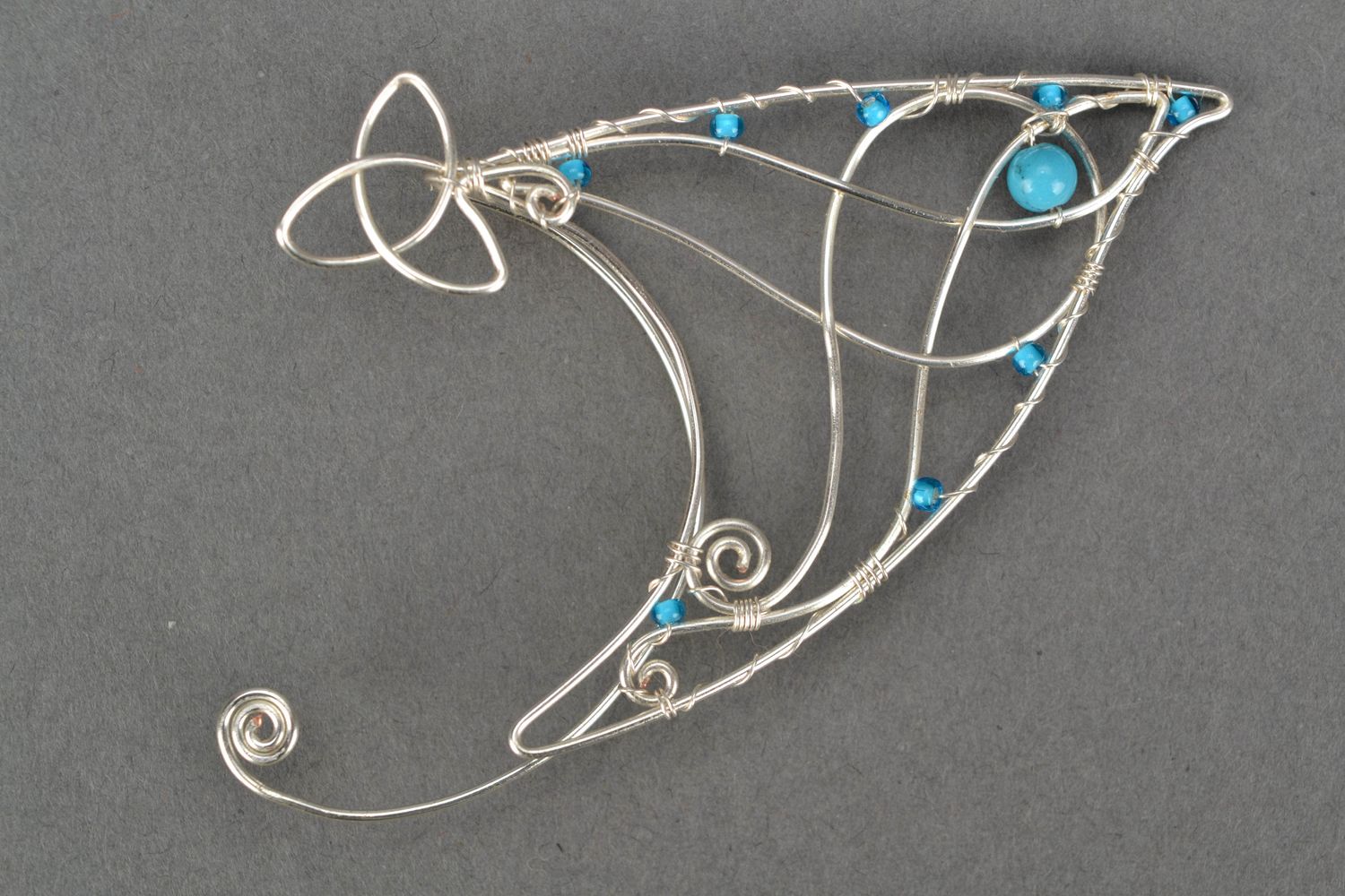 Wire cuff earrings with turquoise Elf Ears photo 4
