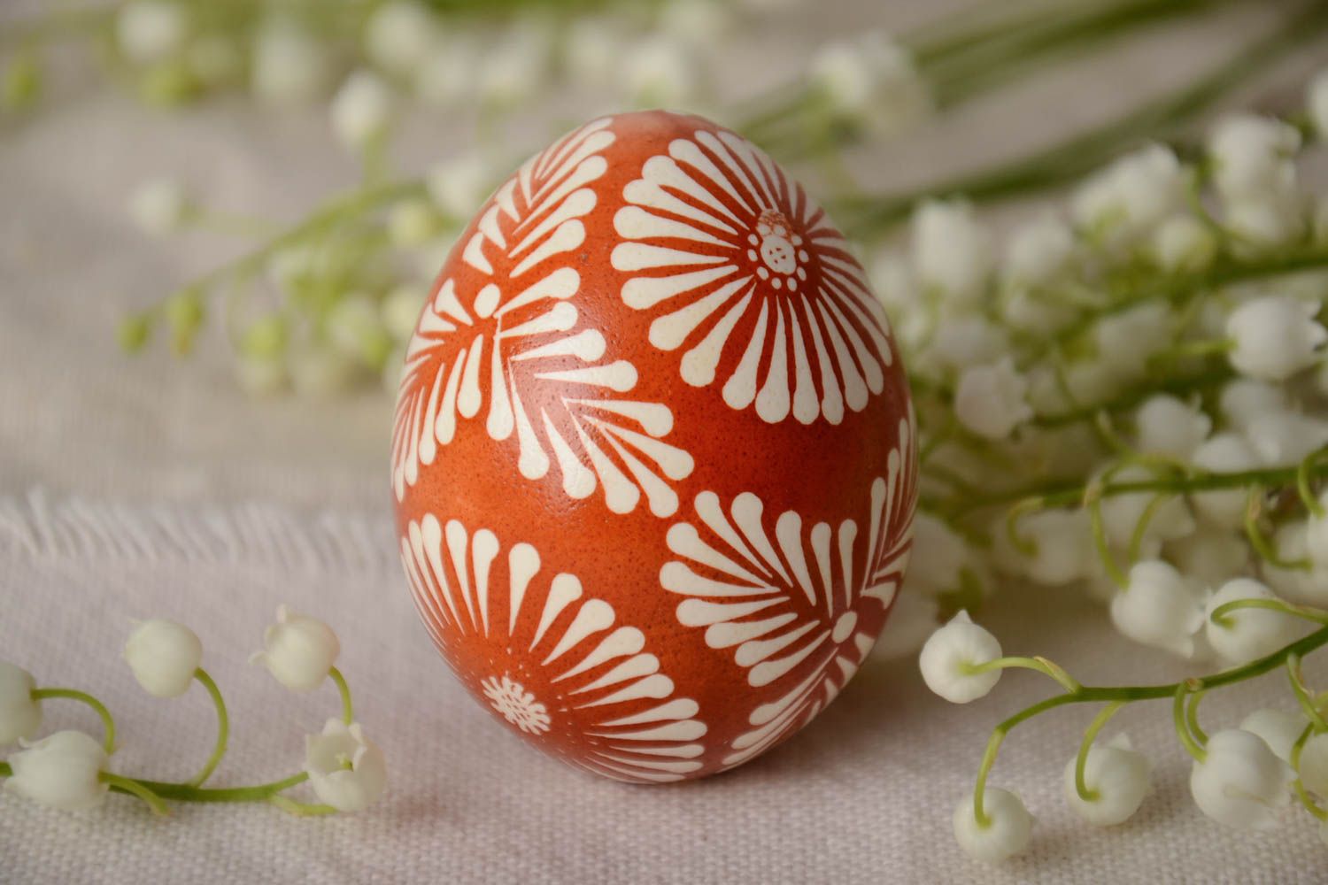Handmade traditional Easter egg painted with ornaments in Lemkiv style home decor photo 1