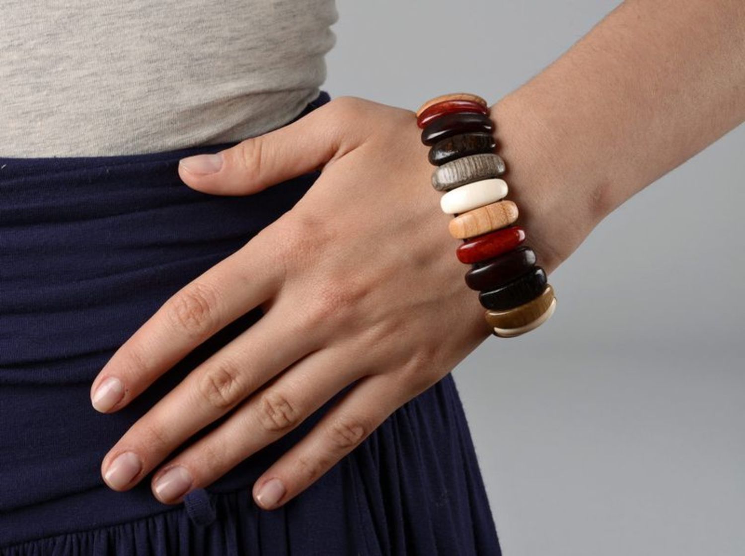 Bracciale di legno fatto a mano braccialetto chiaro braccialetto da polso

 foto 5