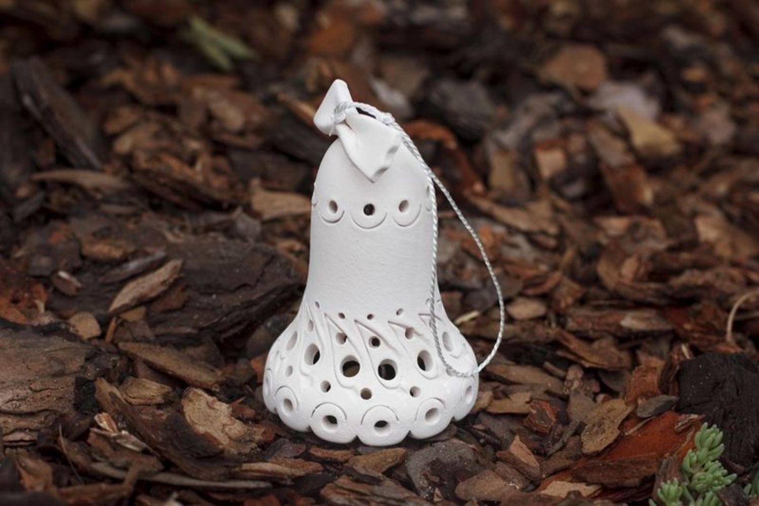 Campanello d'autore in ceramica fatto a mano campanella tenera bianca
 foto 5