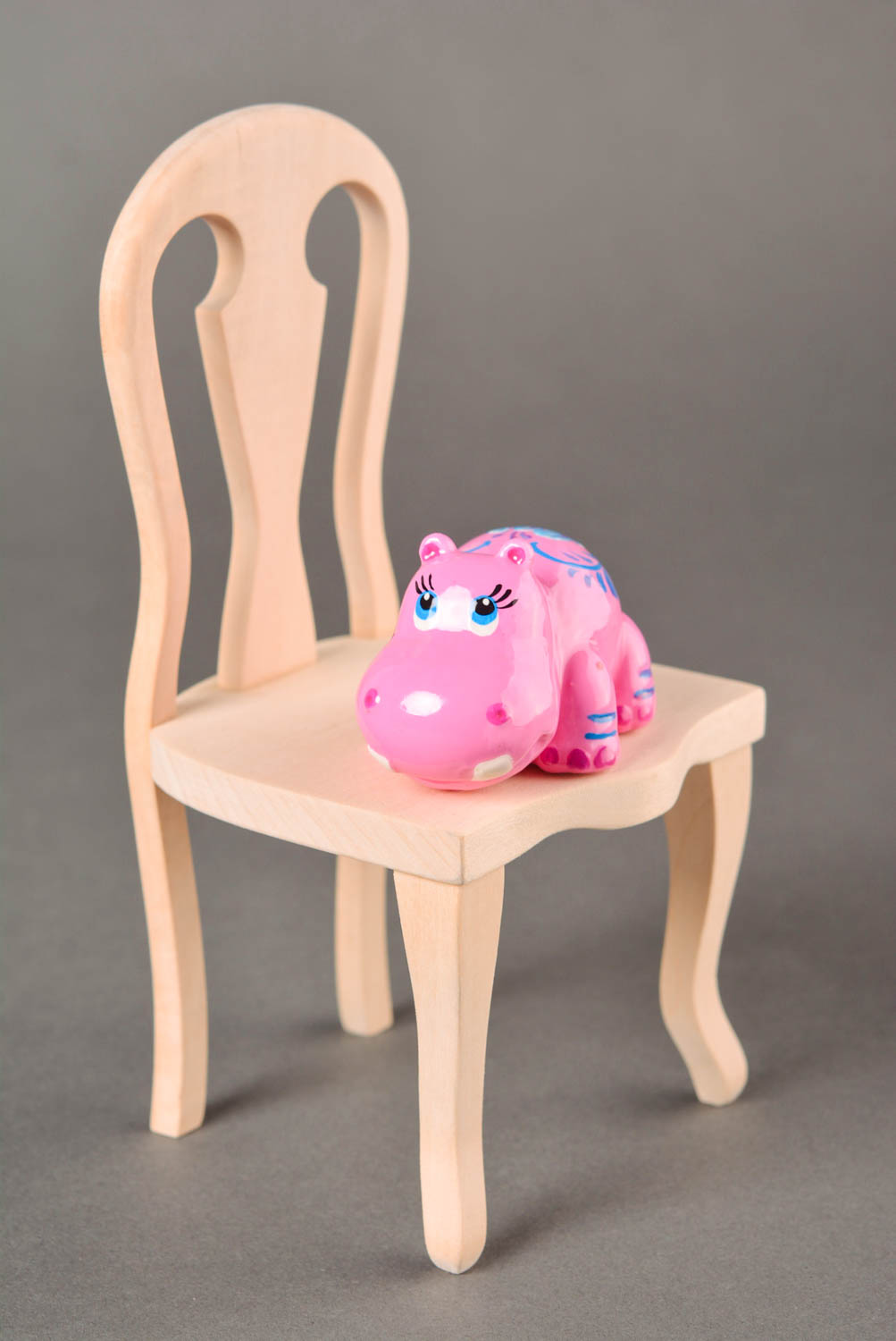 Figurine hippopotame fait main Statuette platre rose Déco maison Idée cadeau photo 1