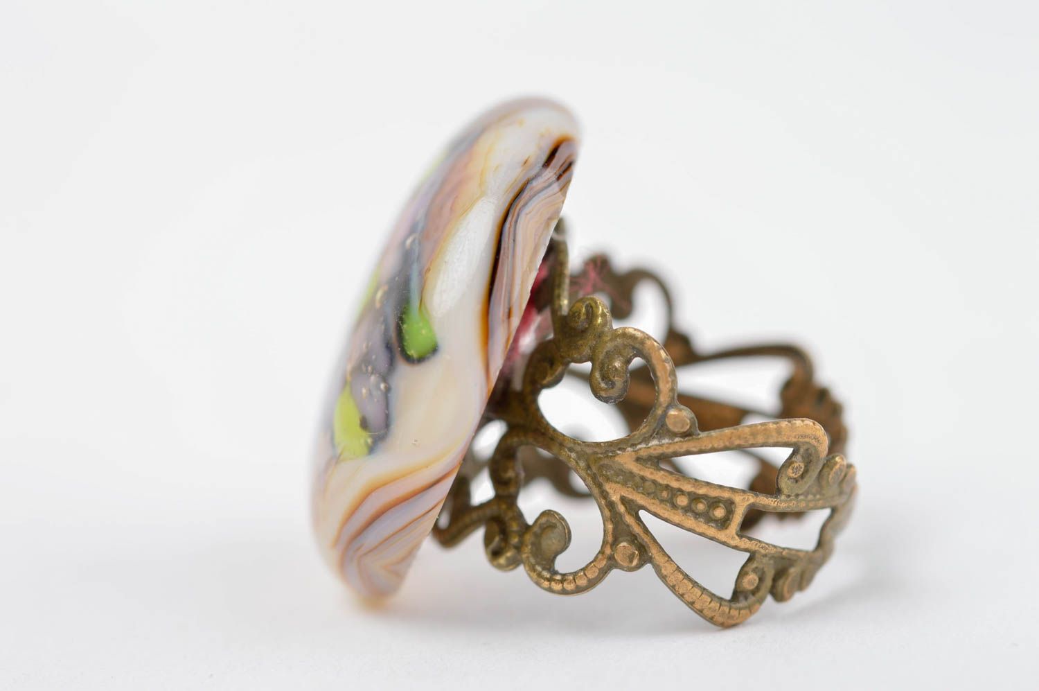 Авторское украшение кольцо ручной работы кольцо из стекла необычное кольцо фото 2