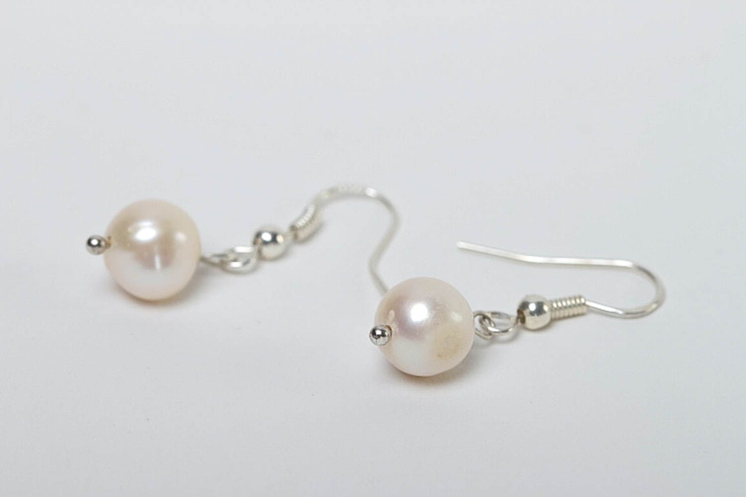 Handmade earrings with pearls earrings with charms designer accessories photo 3