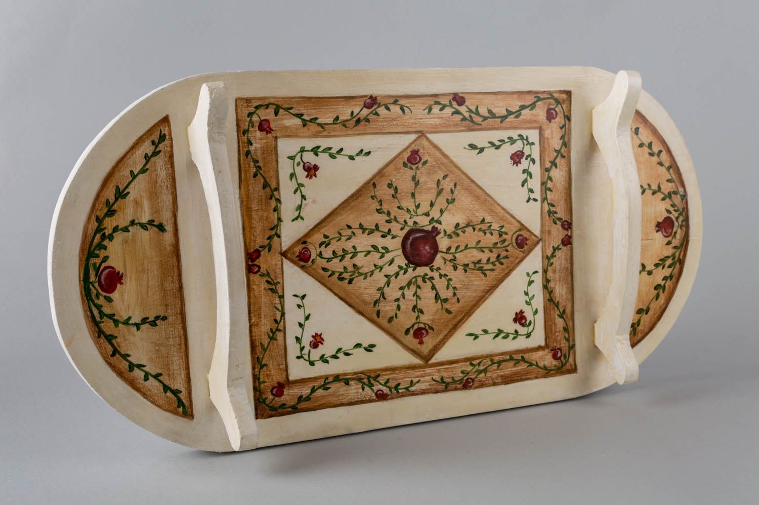 Handmade wooden tray unusual kitchenware with ornament stylish unusual tray photo 3