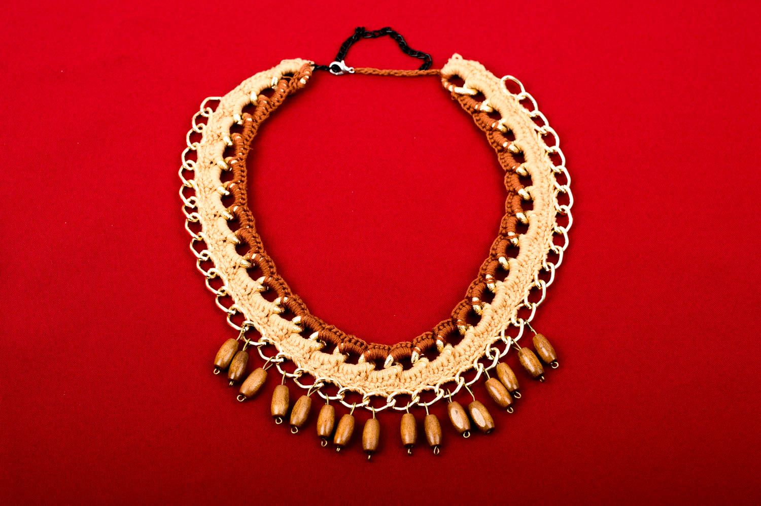 Handmade collar necklace hand-crocheted designer necklace fashion accessories photo 1
