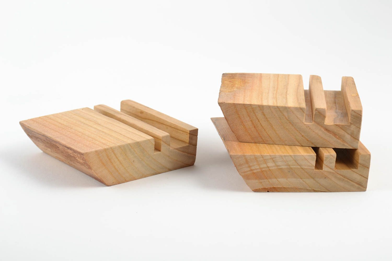 Supports pour téléphones portables en bois design simple faits main 3 pièces photo 2