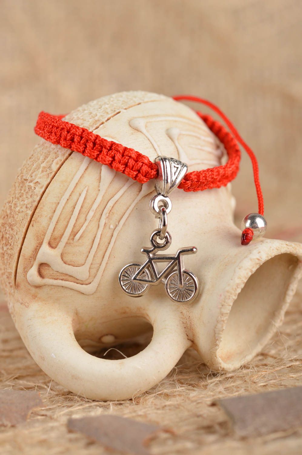 Stylish handmade wrist bracelet red textile bracelet fashion accessories photo 1