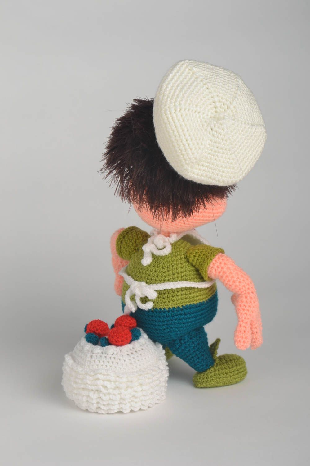 Designer Puppe handmade Stoff Spielzeug Geschenk für Kinder Koch mit Torte foto 5