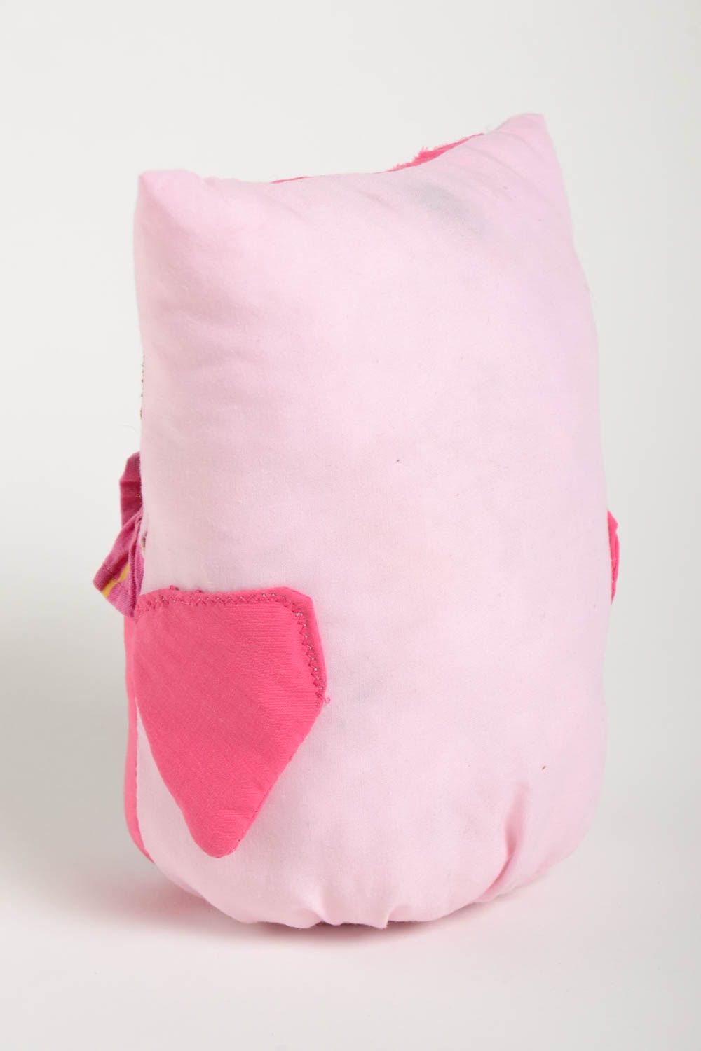 Игрушка ручной работы подарок на новоселье игрушка сова розовая из ткани фото 4