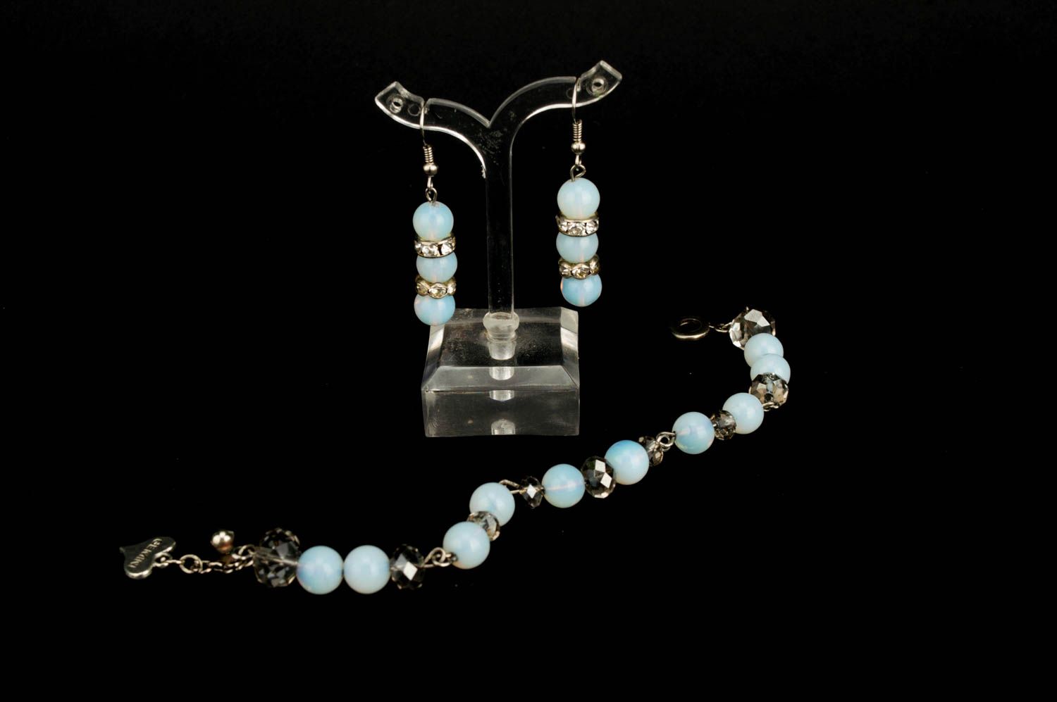 Handmade jewelry set bead bracelet beaded earrings gemstone jewelry gift for her photo 1