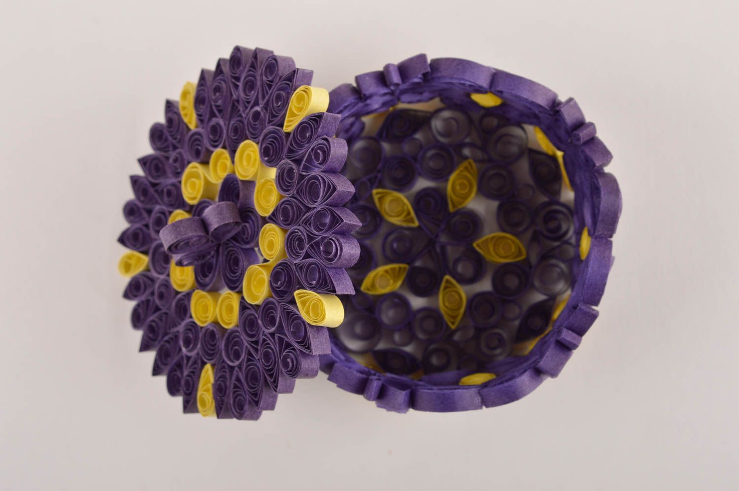 Boîte à bijoux fait main Coffret à bijoux en papier violet Décoration maison photo 5