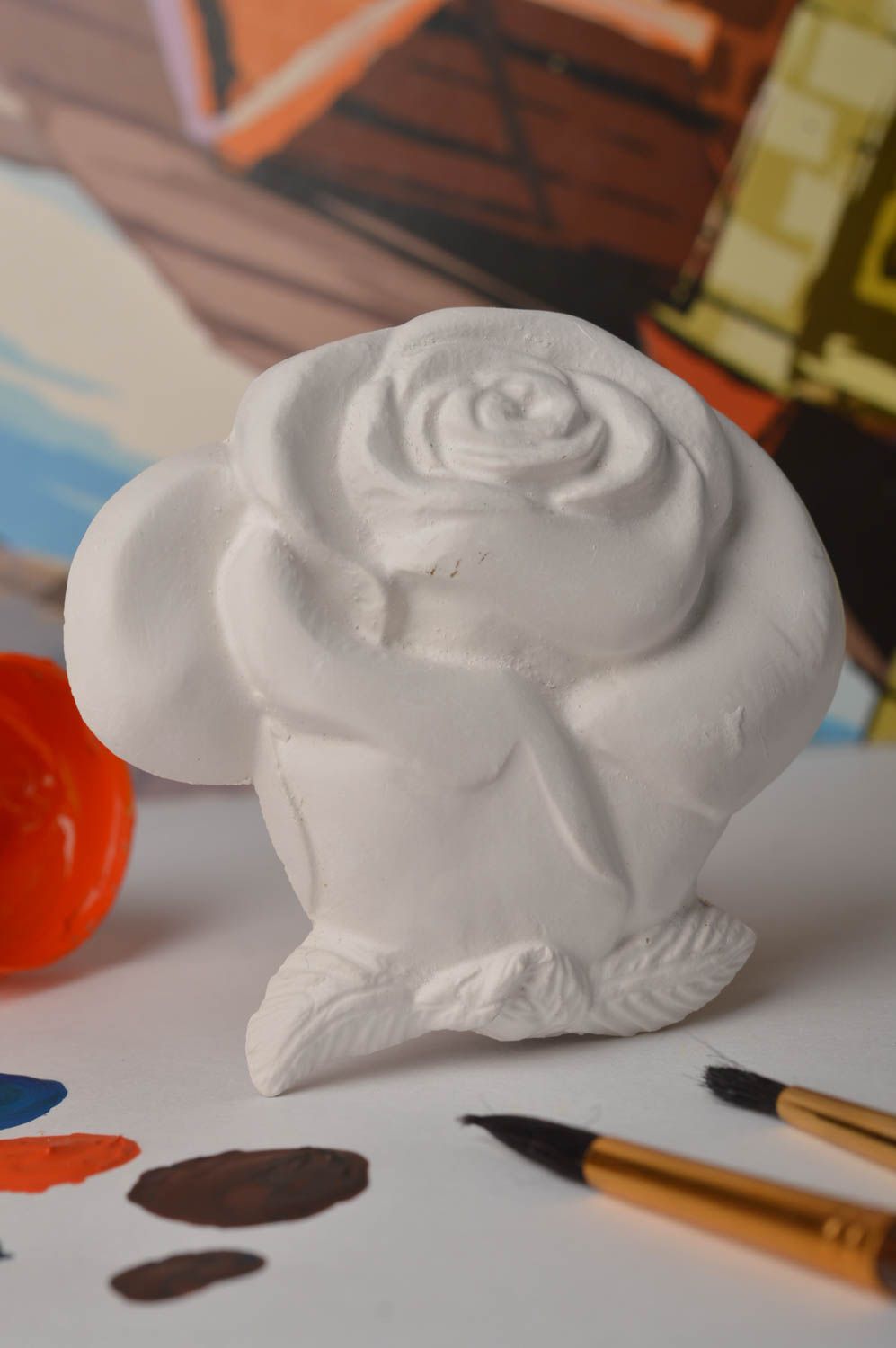 Aimant frigo fait main Figurine à peindre fleur de rose Loisirs créatifs photo 1