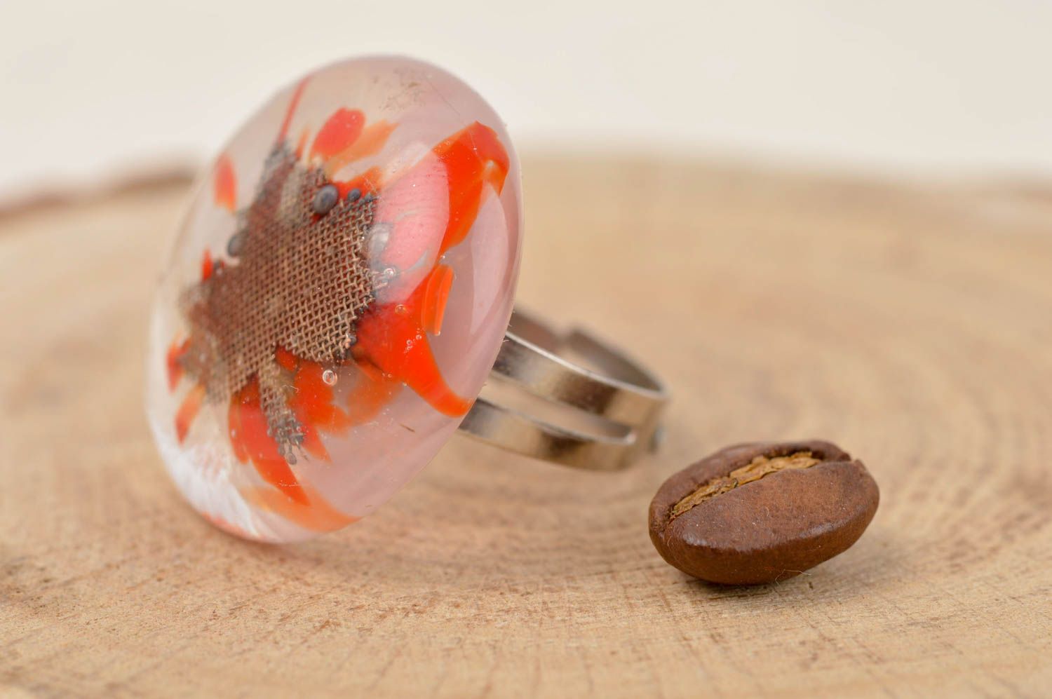 Кольцо ручной работы кольцо из стекла авторское украшение бижутерия из стекла  фото 1