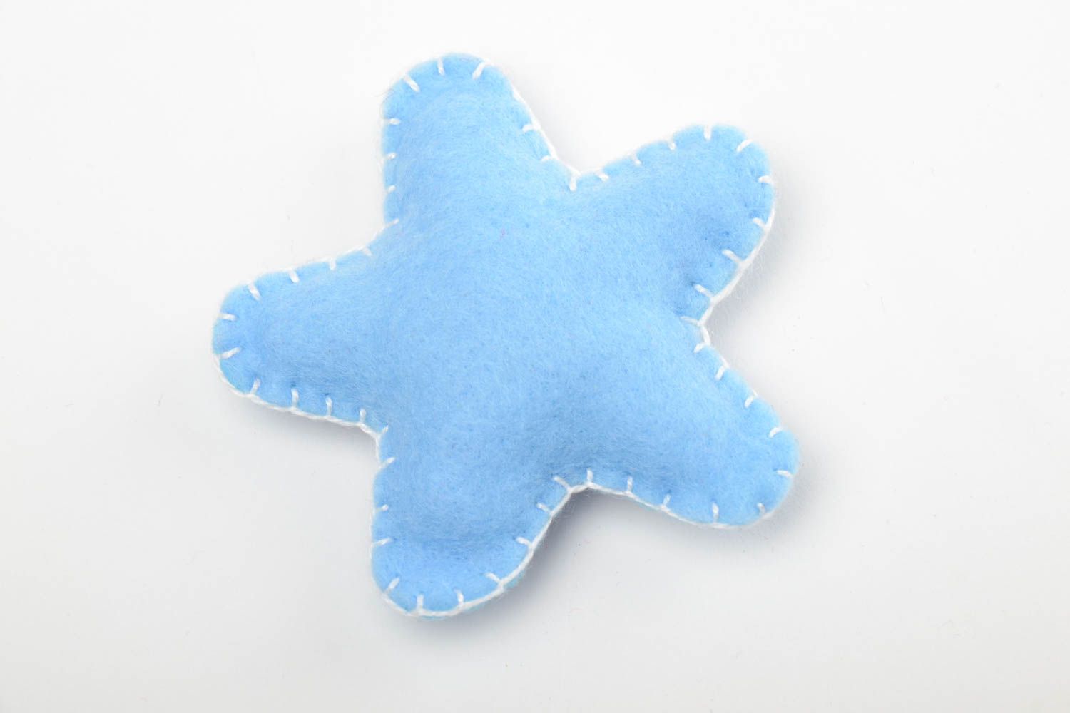 Handmade small blue and red felt soft toy star for children and interior decor photo 3