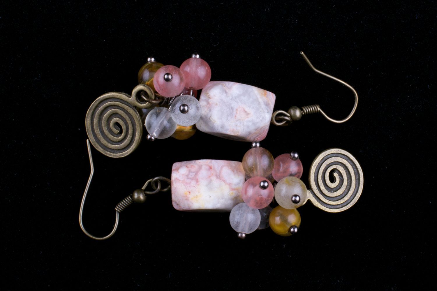 Handmade earrings accessory with beads beautiful bijouterie perfect present photo 4