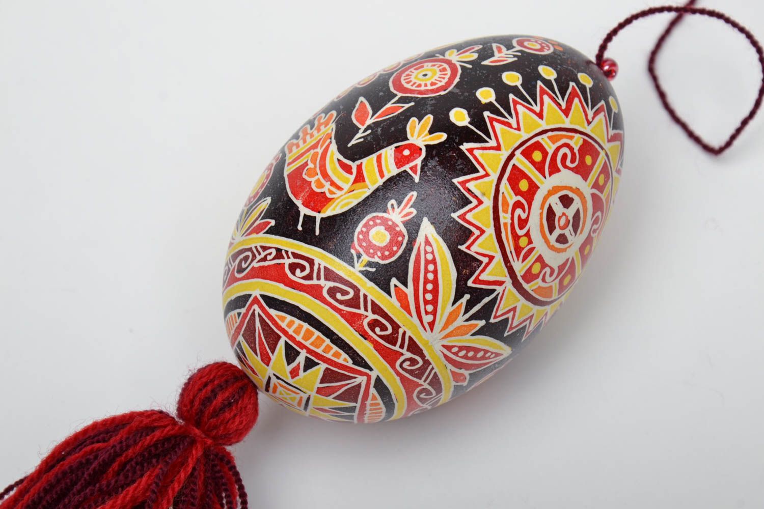 Oeuf de Pâques décoratif fait main original à suspendre avec bel ornement photo 3