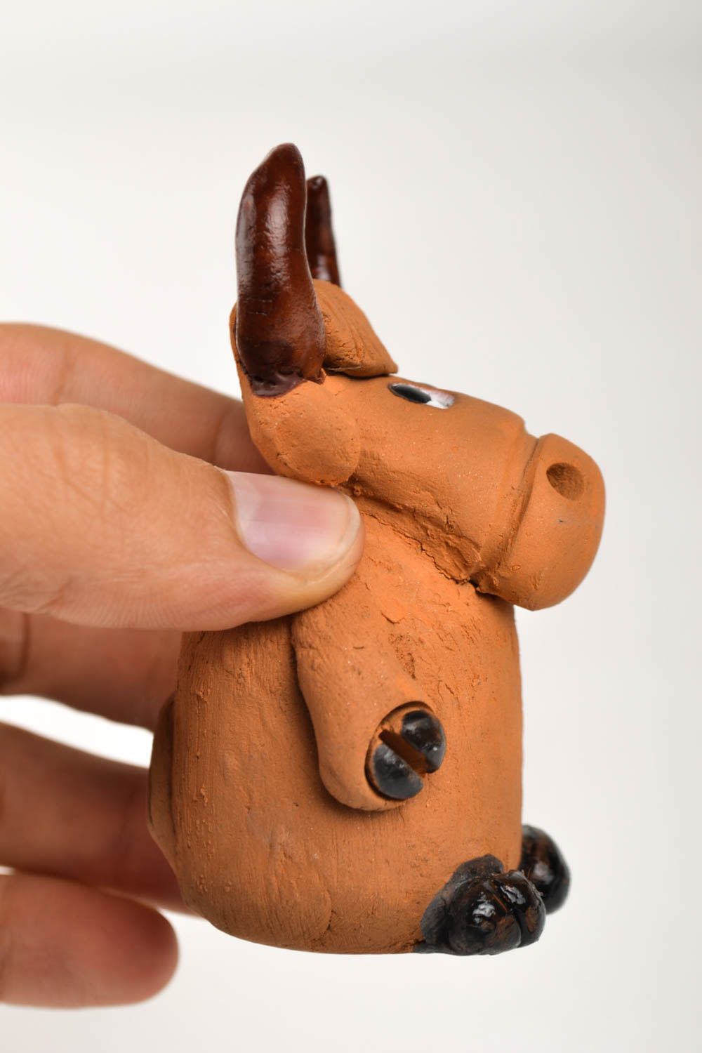 Handmade Deko Kuh Keramik Figur Wohn Accessoire aus Ton für Interieur  foto 3