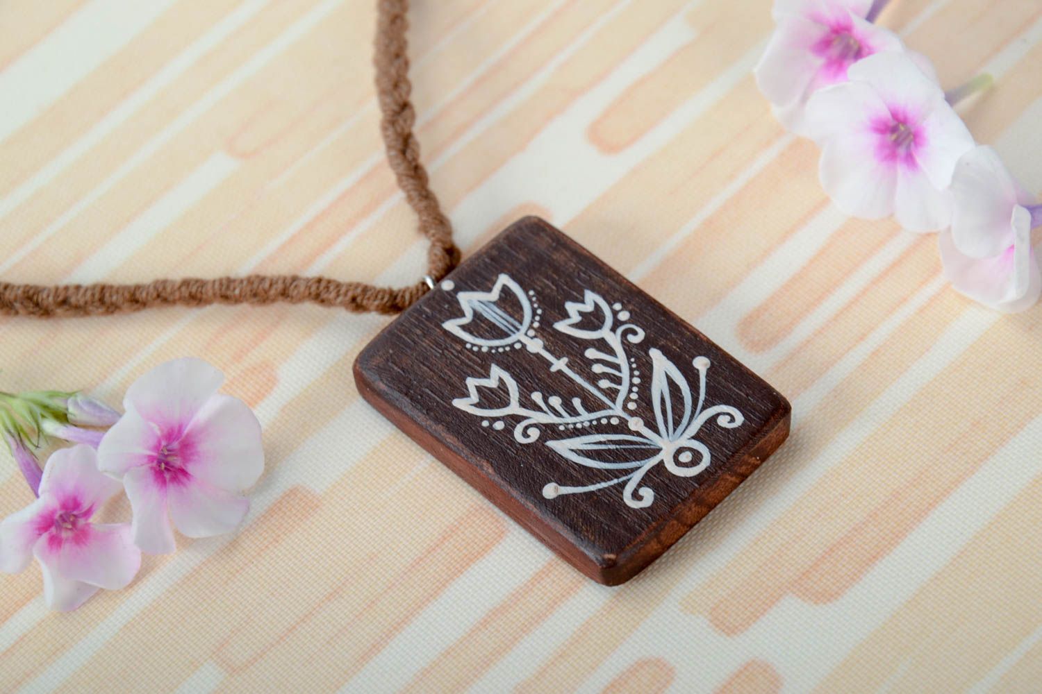 Handmade pendant designer pendant unusual gift wooden accessories wooden pendant photo 1