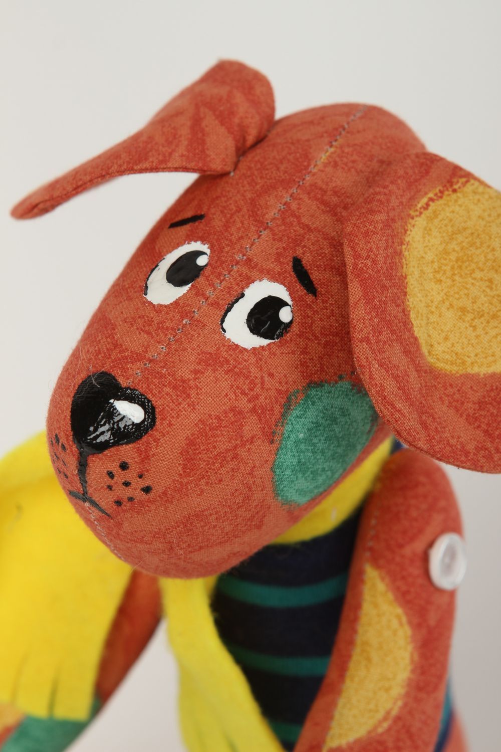 Handmade Kuscheltier Hund mit Schal Stoff Spielzeug Geschenk für Kinder  foto 3