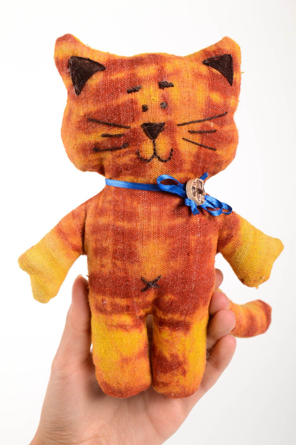Handmade Kuscheltier Katze rot Stoff Spielzeug Geschenk für Kinder niedlich foto 3