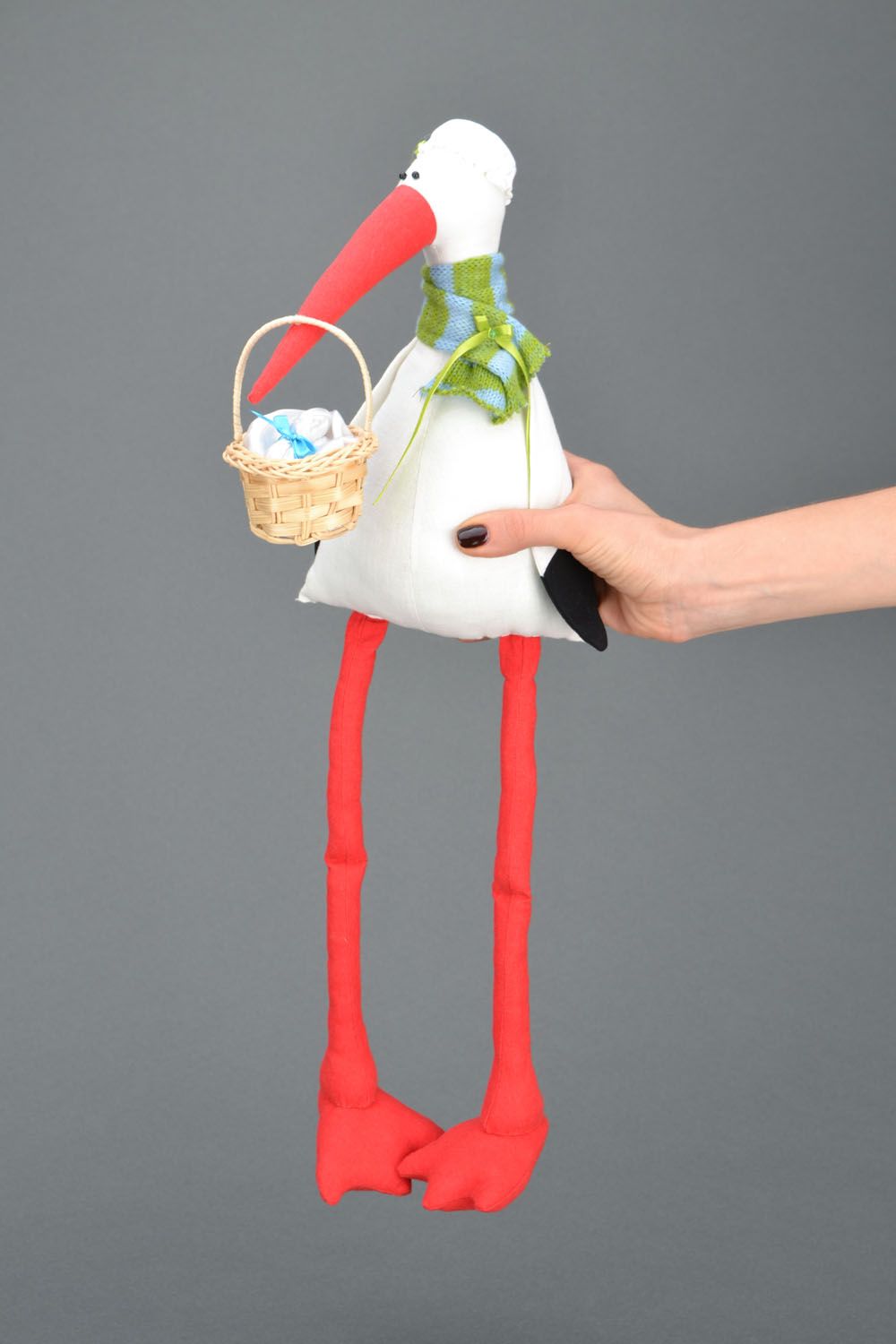 Fabric toy in the shape of stork photo 2