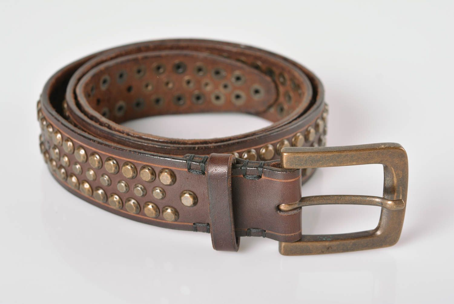 Mens belt handmade leather belt brown leather belt accessories for men photo 1