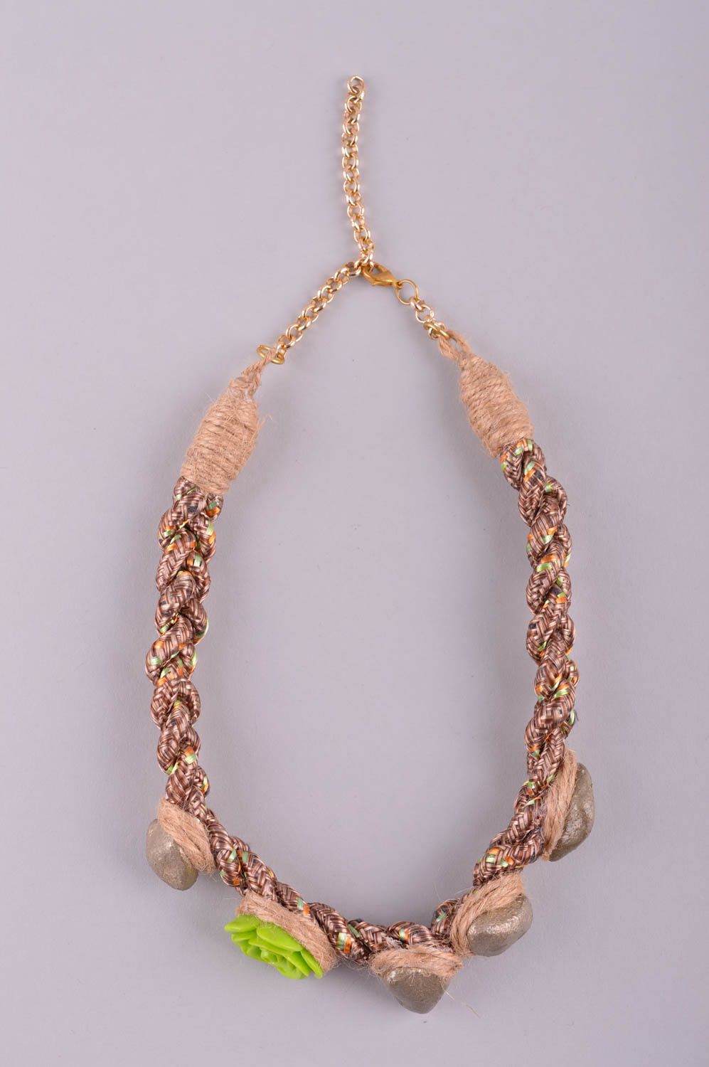 Handmade unusual necklace stylish textile necklace cute massive jewelry photo 2