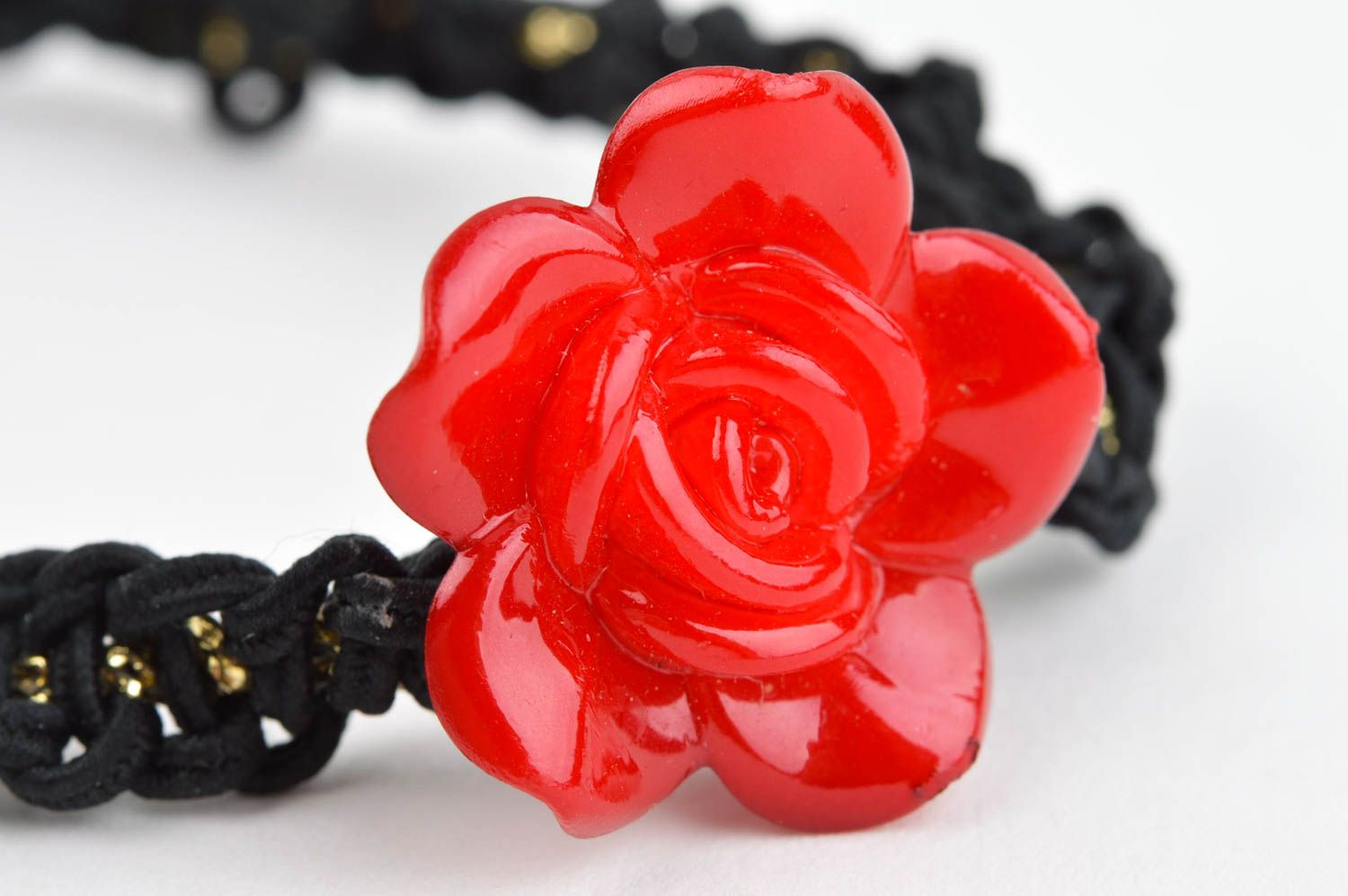 Handmade Rocailles Kette Frauen Accessoire Halskette für Frauen rote Rose schön foto 5
