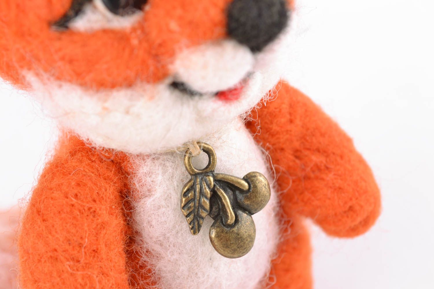Jouet renard en laine feutrée fait main orange original pour petit enfant photo 4