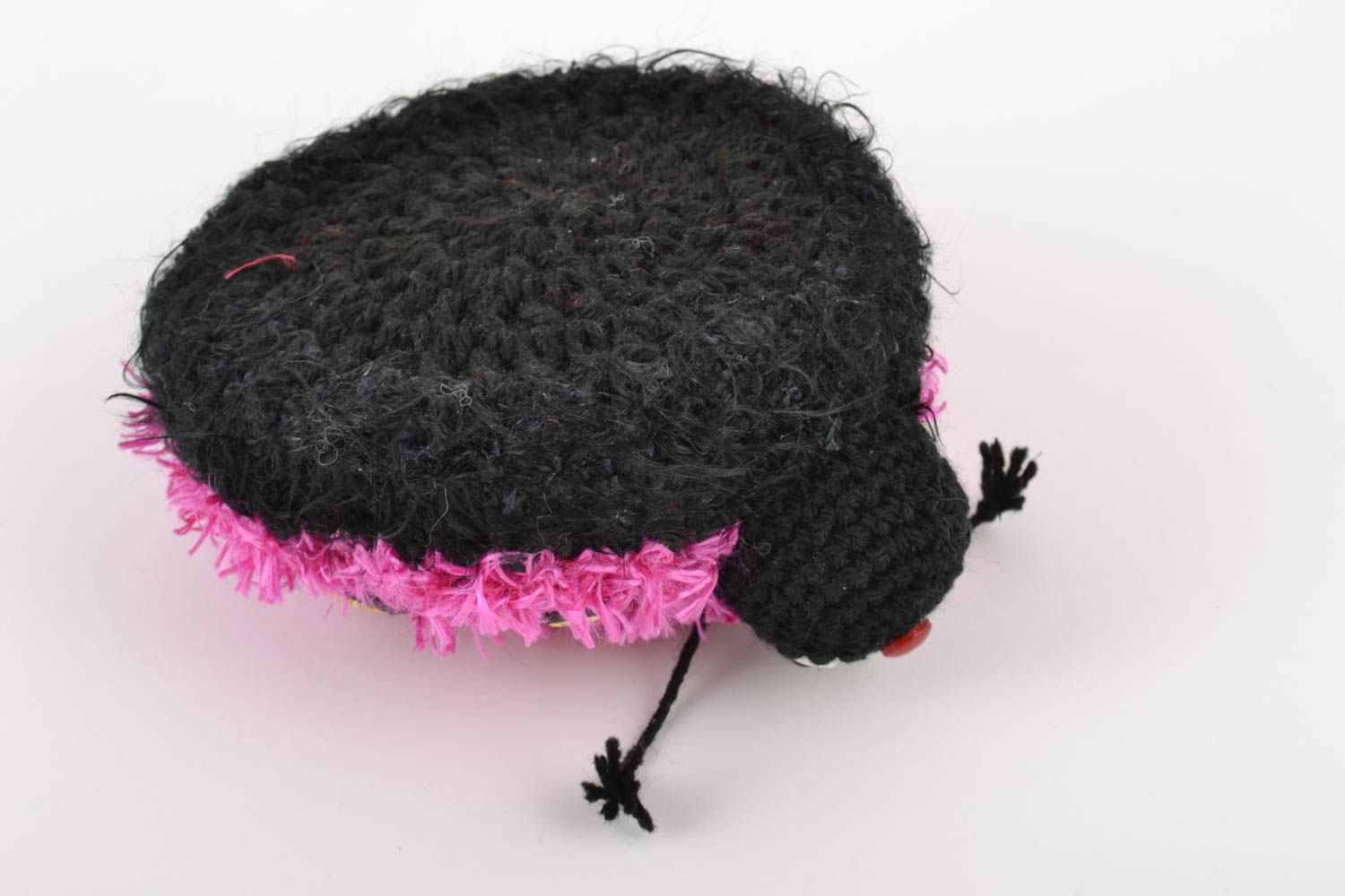 Handmade pink crochet soft toy created using amigurumi technique in the shape of ladybug photo 5