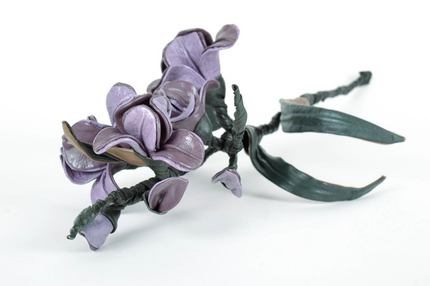Fleurs décoratives en cuir faites main Iris photo 1