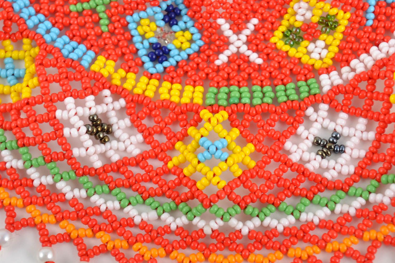 Designer wide bright colorful handmade necklace made of Czech beads photo 5