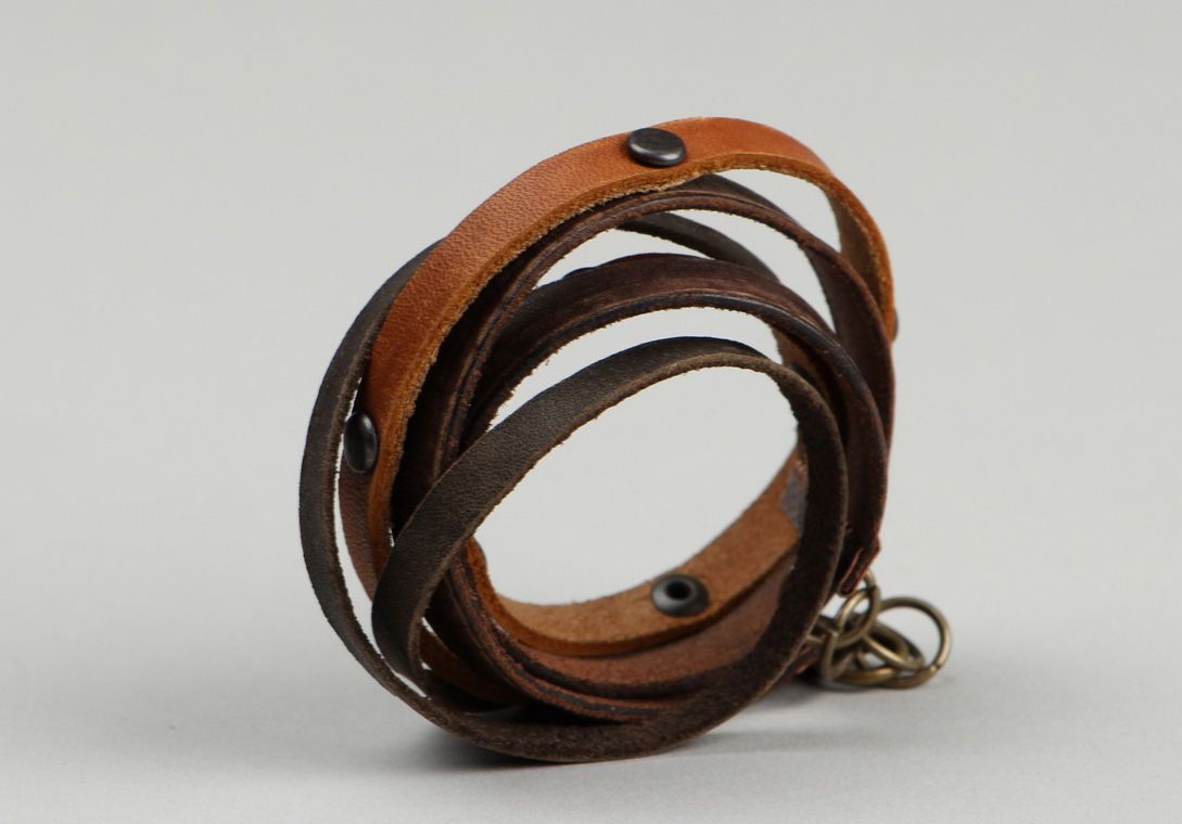 Brown leather bracelet photo 2