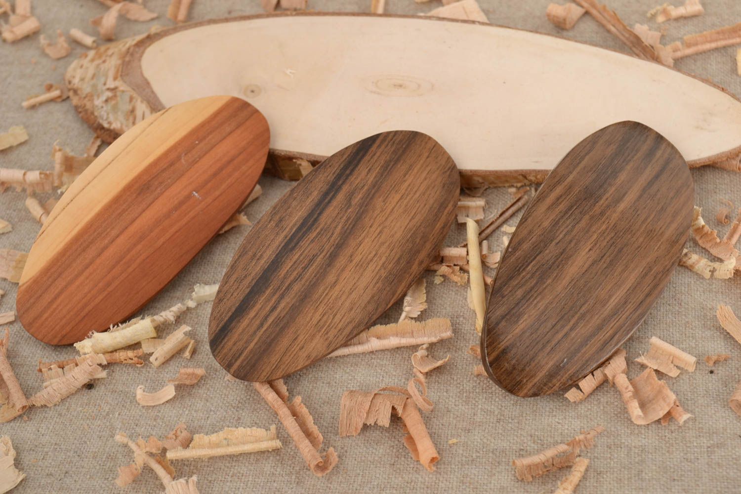 Eco jewelry hair clip beautiful women's handmade wooden barrettes set 3 pieces  photo 1