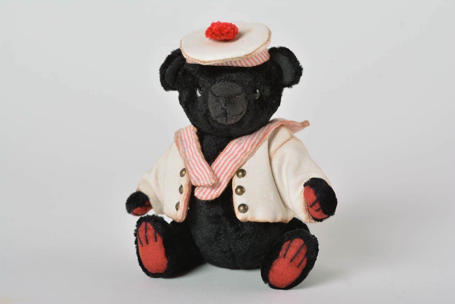 Peluche ours noir Jouet fait main en tissu original Cadeau pour enfant photo 4