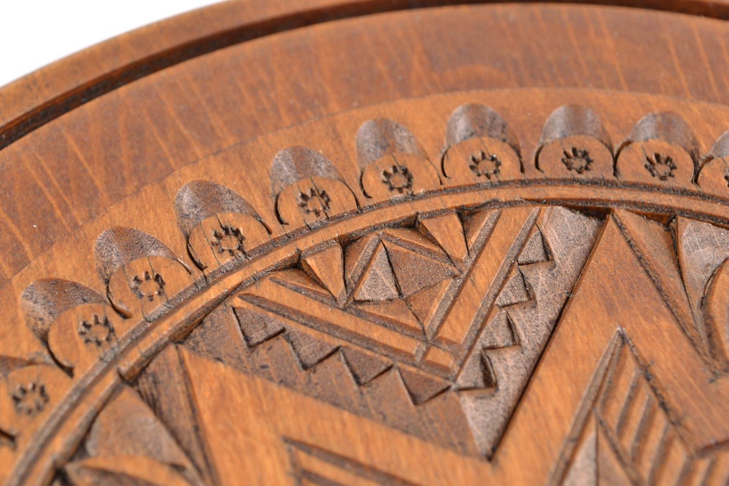 Decorative carved wooden plate photo 3