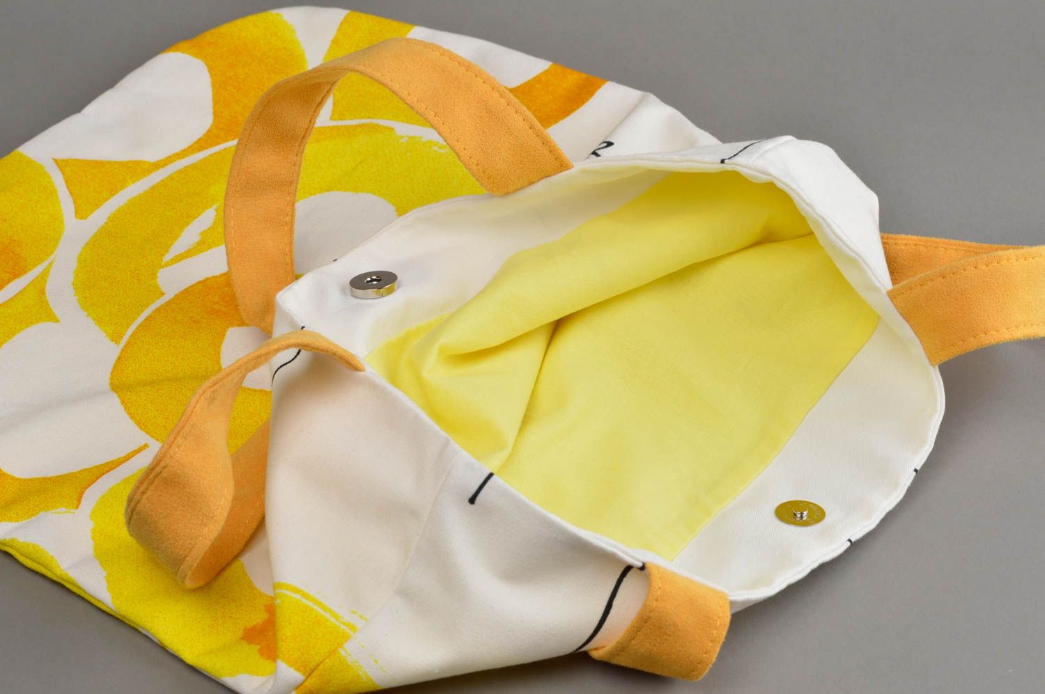 Handmade fabric handbag bright cloth purse gift ideas for women white and yellow photo 3