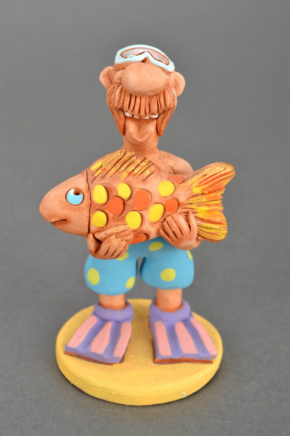 Homemade ceramic figurine Underwater Fishing photo 3