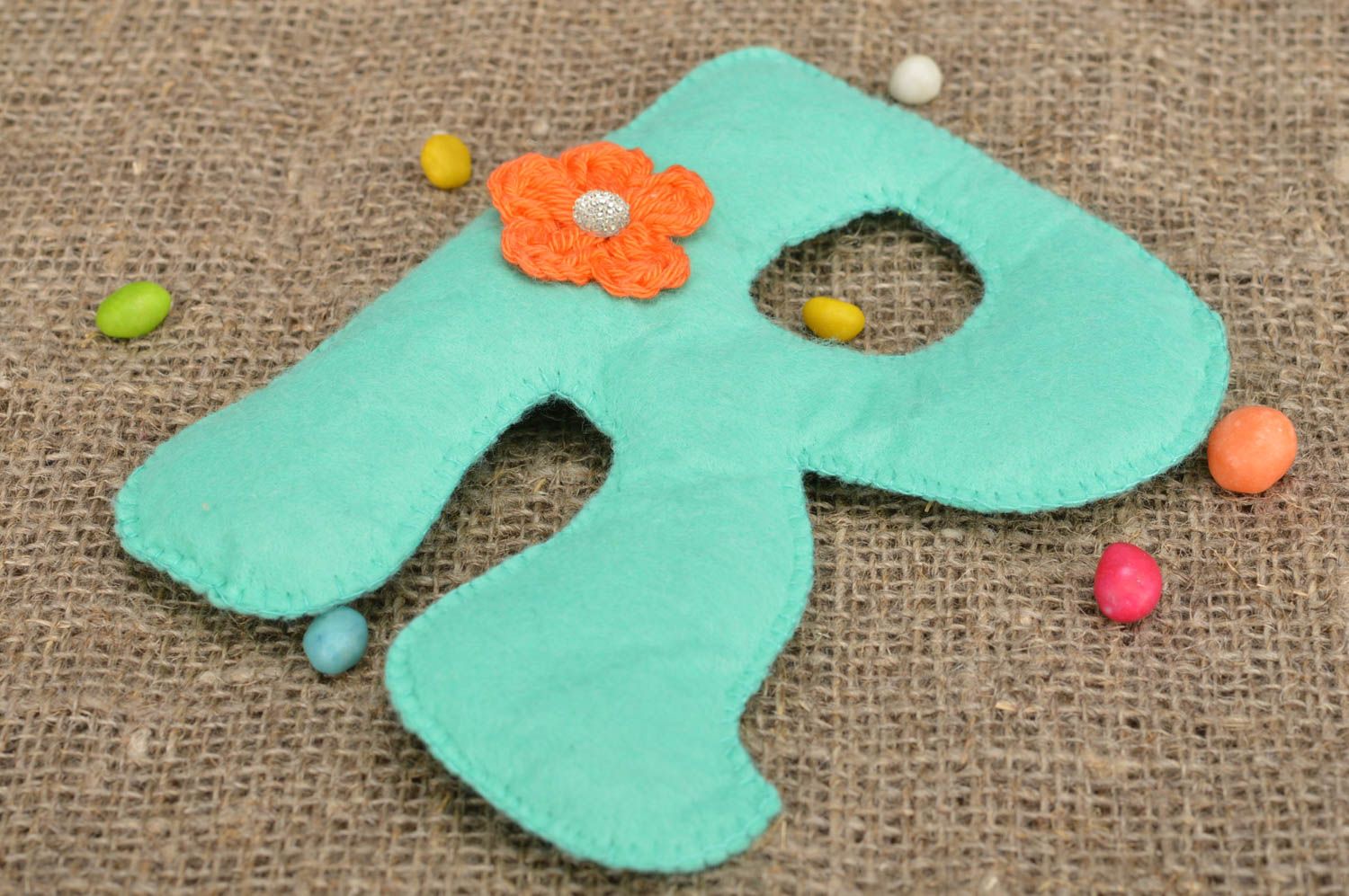 Unusual decorative letter made of felt and padding polyester for home interior photo 1