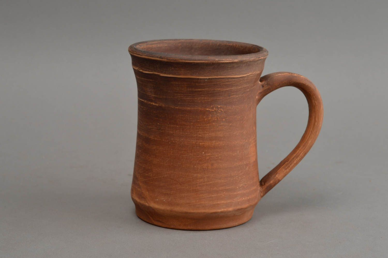 Homemade ceramic large brown mug pottery tea cup eco friendly drinkware 500 ml photo 2