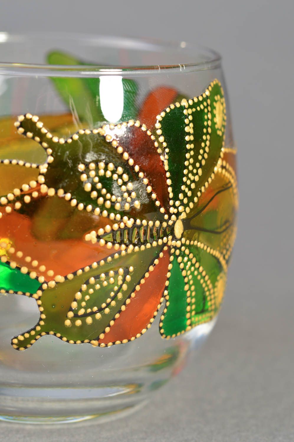 Candelero de cristal pintado con tintes de vitral hecho a mano original  foto 4