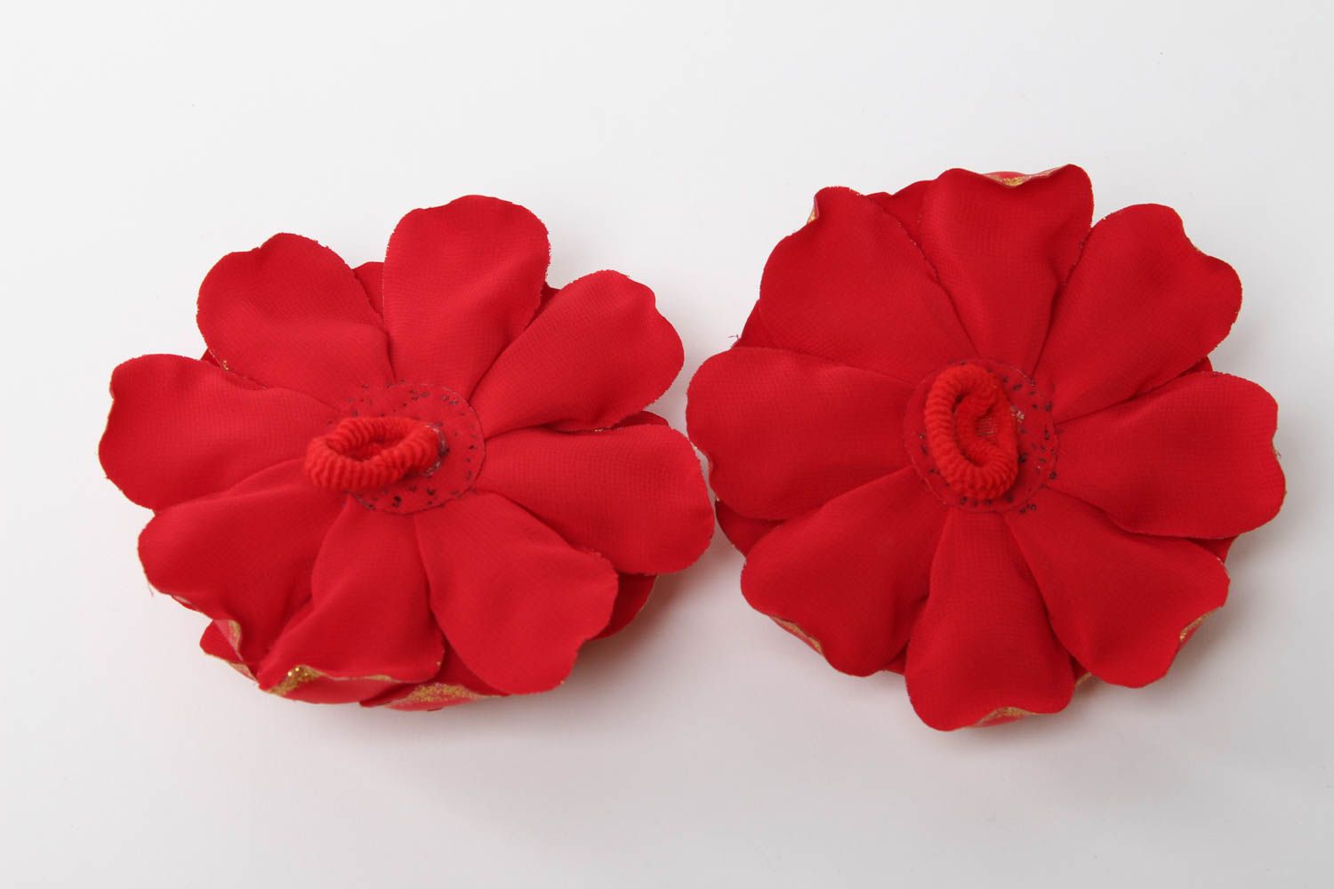Handmade scrunchy with flowers hair accessories kids scranchies red scranchies  photo 4